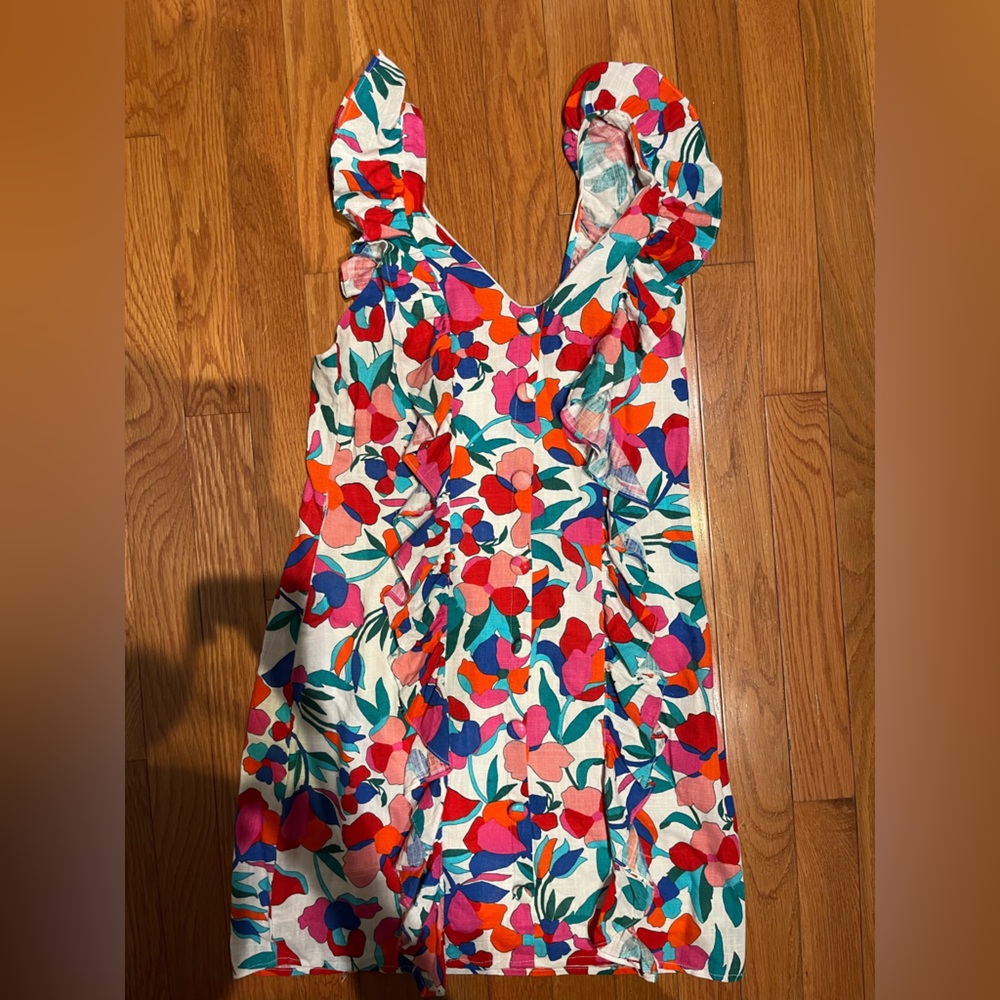 Karlie Floral Linen Blend Ruffled Button Front Dress - Multicolor (Small) | NWOT - Picture 3 of 8